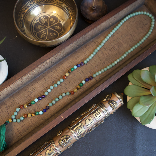 Seven Chakra Jade Stone Japa Mala